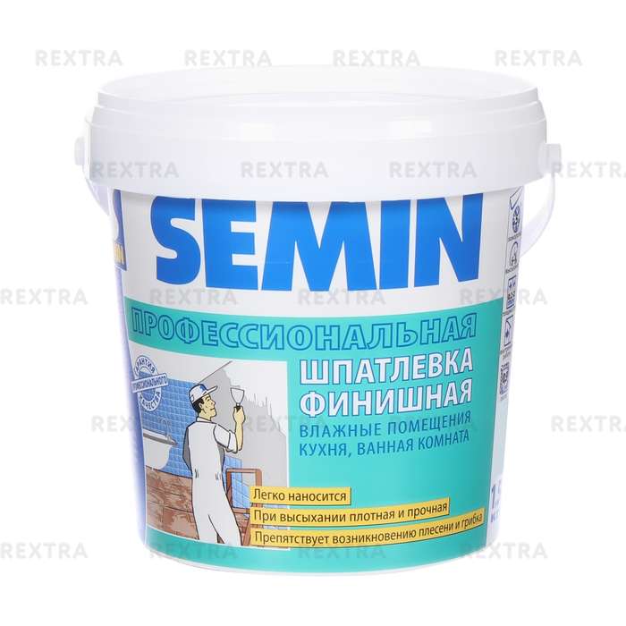 Шпатлевка финишная для влажных помещений Semin 1.5 кг