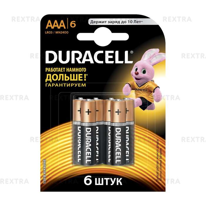 Батарейка алкалиновая Duracell  Basic LR036BL ААА 6 шт.