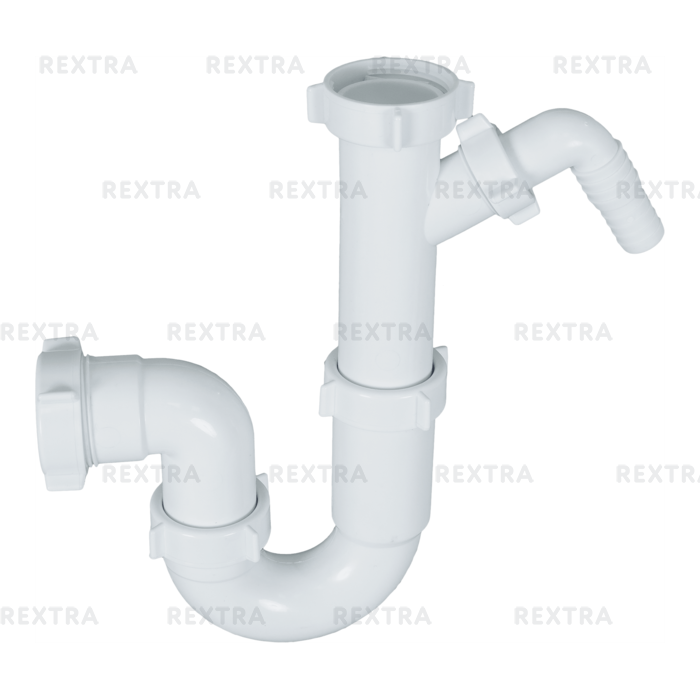 Сифон для мойки без выпуска с отводом для стиральной машины