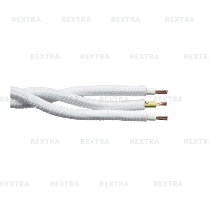 Кабель текстильный, 3x2,5 мм, цвет белый